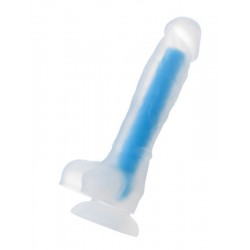 Censan Beyond Mavi Matt Glow Gece Parlayan Dildo, Silikon, Şeffaf, 18 cm