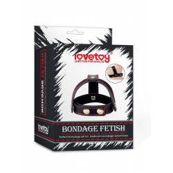 Censan Bondage Fetish T-Style Leather Cockring With Ball Divider